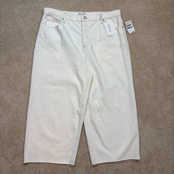 Frame Denim High-Rise Straight Leg Easy Capri in White - Size 33 - NWT - Picture 1 of 10